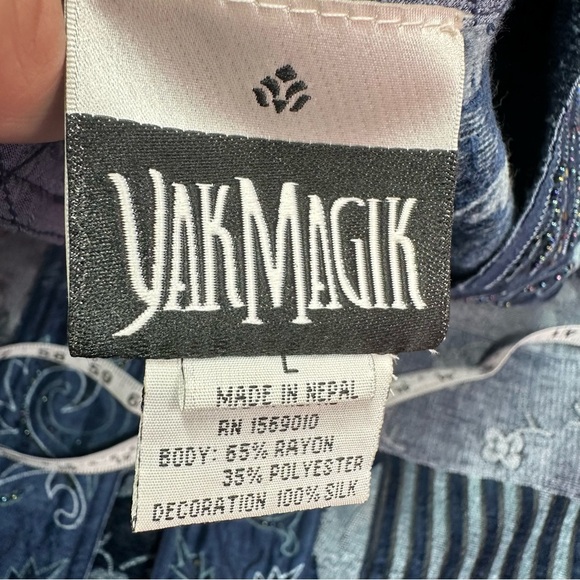 vintage yak magik tapestry patchwork beaded embroidered Cardigan jacket sz L - Picture 7 of 10